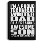 Proud Technical Writer Dad Of Awesome Son - Canvas Portrait