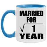 1st Anniversary Married For Square Root of 1 Year - 11oz Accent Mug Blue