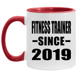 Fitness Trainer Since 2019 - 11oz Accent Mug Red