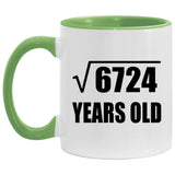 82nd Birthday Square Root of 6724 Years Old - 11oz Accent Mug Green