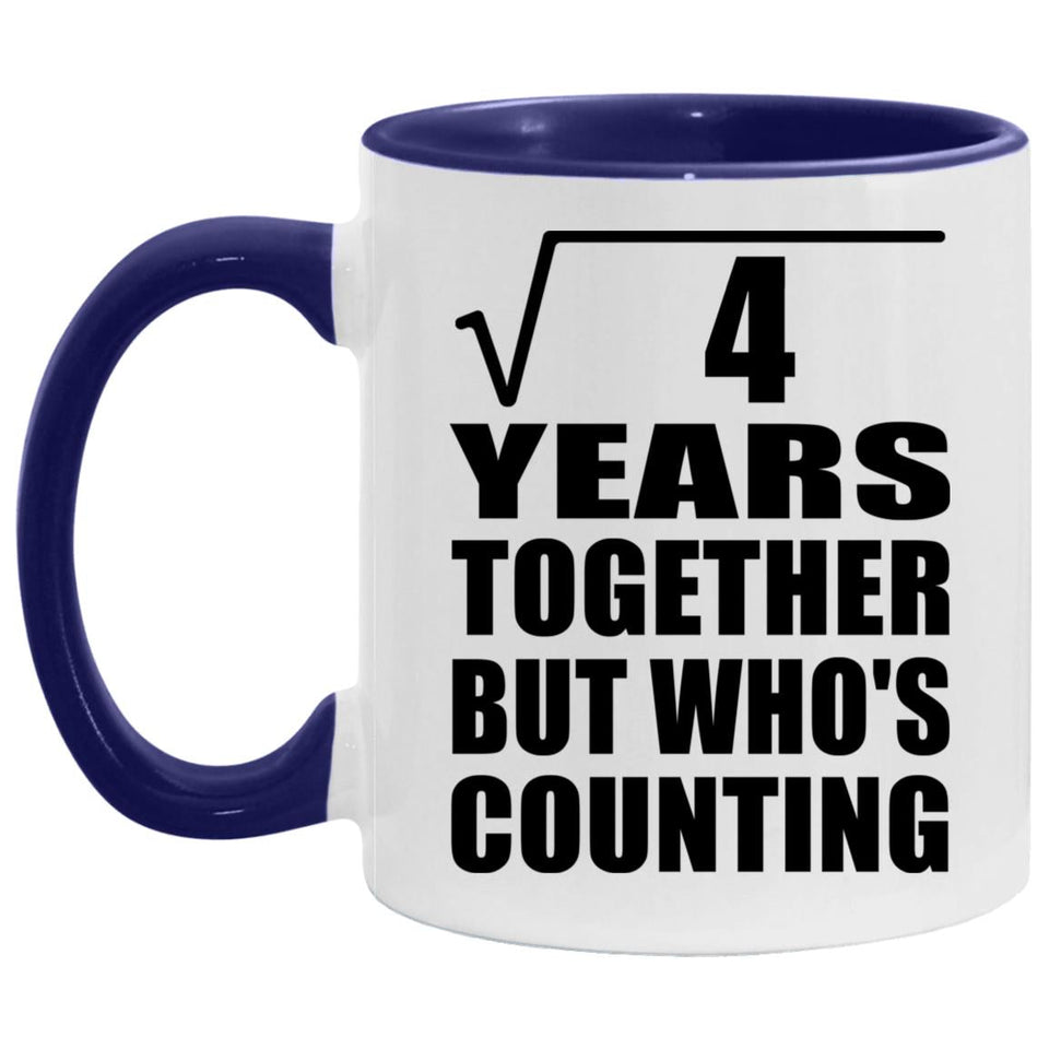 2nd Anniversary Square Root of 4 Years Who's Counting - 11oz Accent Mug Purple