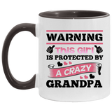 Warning This Girl Is Protected by A Crazy Grandpa - 11oz Accent Mug Black