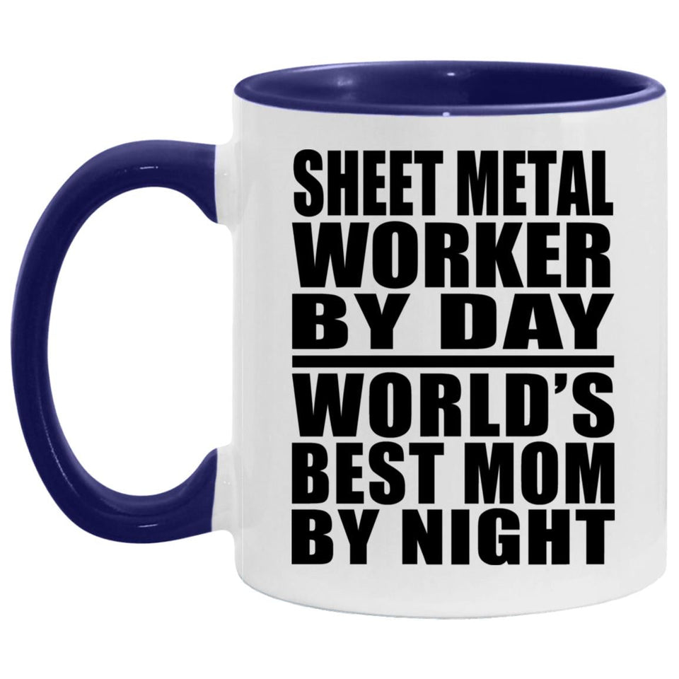 Sheet Metal Worker By Day World's Best Mom By Night - 11oz Accent Mug Purple