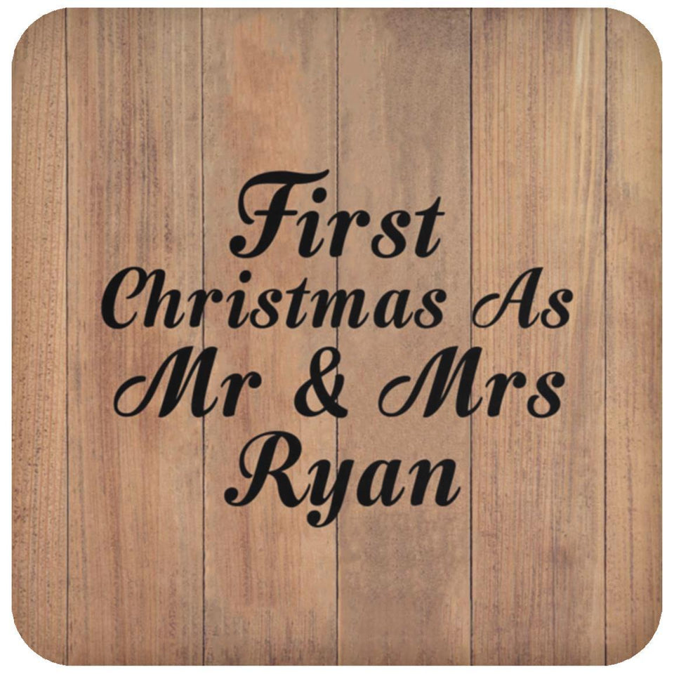 First Christmas As Mr & Mrs Ryan - Drink Coaster C