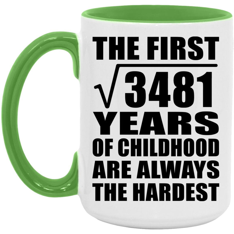 59th Birthday Square Root of 3481 Years of Childhood - 15oz Accent Mug Green
