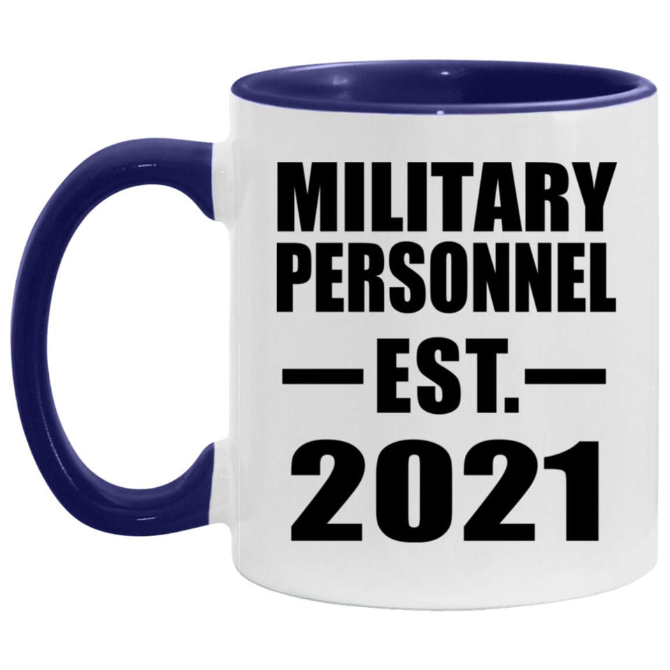 Military Personnel Established Est. 2021 - 11oz Accent Mug Purple