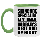 Skincare Specialist By Day World's Best Dad By Night - 11oz Accent Mug Green