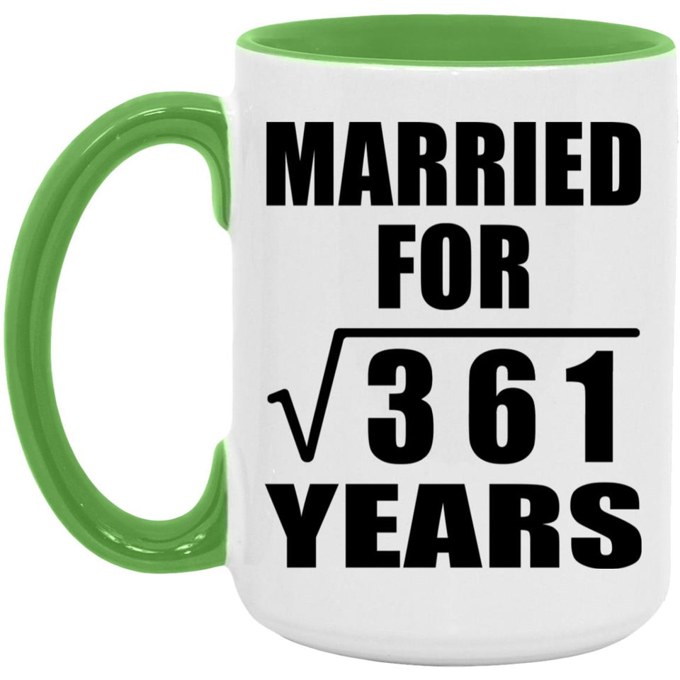 19th Anniversary Married For Square Root of 361 Years - 15oz Accent Mug Green