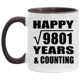 Happy 99th Anniversary Square Root of 9801 Years & Counting - 11oz Accent Mug Black
