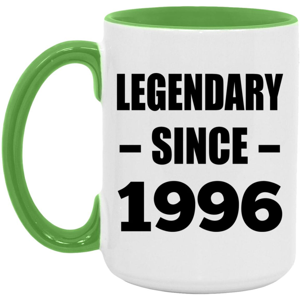 28th Birthday Legendary Since 1996 - 15oz Accent Mug Green
