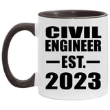 Civil Engineer Established EST. 2023 - 11oz Accent Mug Black