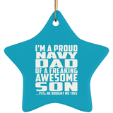Proud Navy Dad Of Awesome Son - Star Ornament