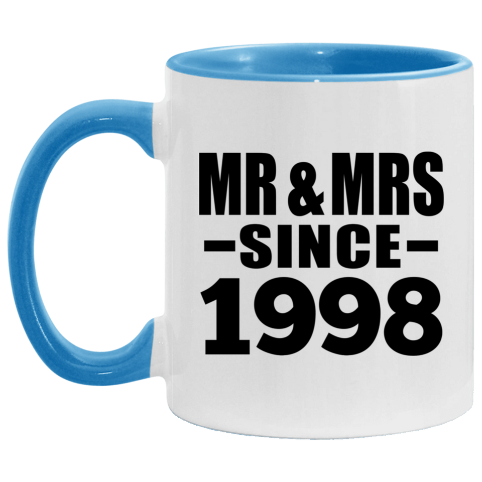 26th Anniversary Mr & Mrs Since 1998 - 11oz Accent Mug Blue