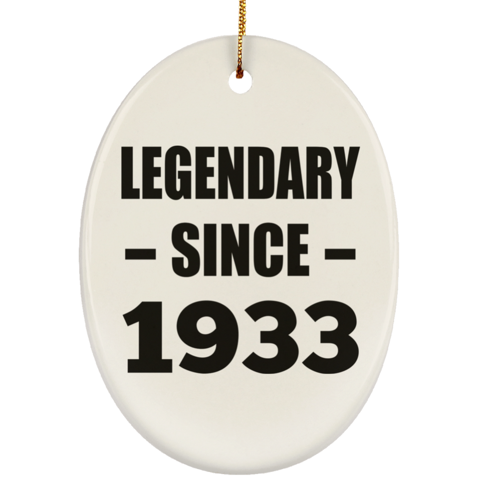91st Birthday Legendary Since 1933 - Oval Ornament