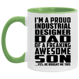 Proud Industrial Designer Dad Of Awesome Son - 11oz Accent Mug Green