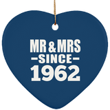 62nd Anniversary Mr & Mrs Since 1962 - Heart Ornament