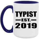 Typist Established EST. 2019 - 15oz Accent Mug Purple