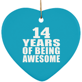 14th Birthday 14 Years Of Being Awesome - Heart Ornament