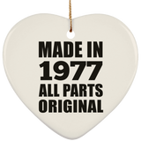 47th Birthday Made in 1977 All Parts Original - Heart Ornament