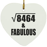 92nd Birthday Square Root of 8464 & Fabulous - Heart Ornament