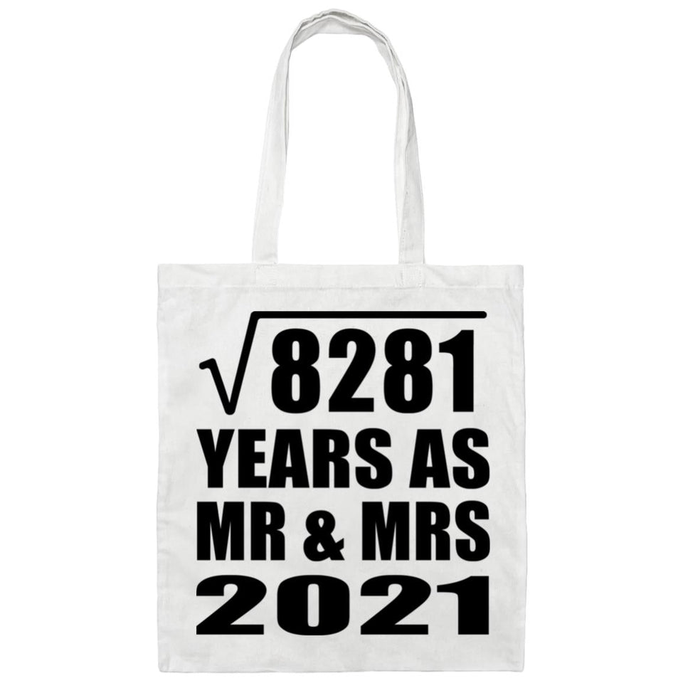 91st Anniversary Square Root of 8281 Years As Mr & Mrs 2021 - Tote Bag White