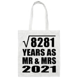 91st Anniversary Square Root of 8281 Years As Mr & Mrs 2021 - Tote Bag White