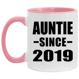 Auntie Since 2019 - 11oz Accent Mug Pink