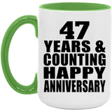 Happy 47th Anniversary 47 Years & Counting - 15oz Accent Mug Green