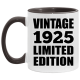 99th Birthday Vintage 1925 Limited Edition - 11oz Accent Mug Black