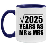 45th Anniversary Square Root of 2025 Years As Mr & Mrs - 11oz Accent Mug Purple