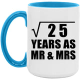 5th Anniversary Square Root of 25 Years As Mr & Mrs - 15oz Accent Mug Blue
