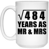 22nd Anniversary Square Root of 484 Years As Mr & Mrs - 15oz Coffee Mug