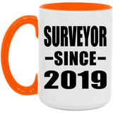 Surveyor Since 2019 - 15oz Accent Mug Orange