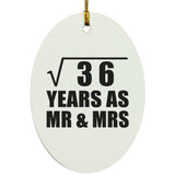 6th Anniversary Square Root of 36 Years As Mr & Mrs - Oval Ornament