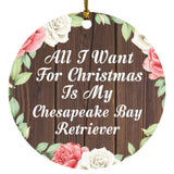All I Want For Christmas Is My Chesapeake Bay Retriever - Circle Ornament A
