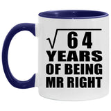 8th Anniversary Square Root Of 64 Years Of Being Mr Right - 11oz Accent Mug Purple