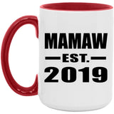 Mamaw Established EST. 2019 - 15oz Accent Mug Red