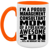Proud Management Consultant Mom Of Awesome Son - 15oz Accent Mug Orange