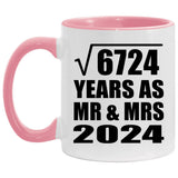 82nd Anniversary Square Root of 6724 Years As Mr & Mrs 2024 - 11oz Accent Mug Pink