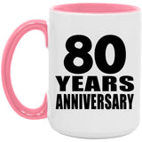 80th Anniversary 80 Years Anniversary - 15oz Accent Mug Pink