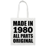 44th Birthday Made in 1980 All Parts Original - Tote Bag White