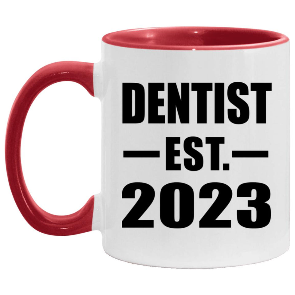 Dentist Established EST. 2023 - 11oz Accent Mug Red