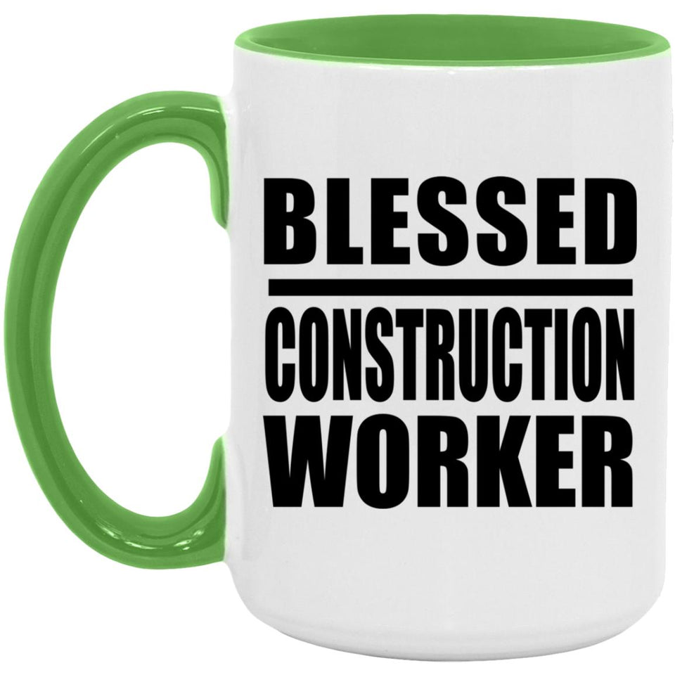 Blessed Construction Worker - 15oz Accent Mug Green