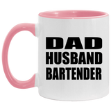 Dad Husband Bartender - 11oz Accent Mug Pink
