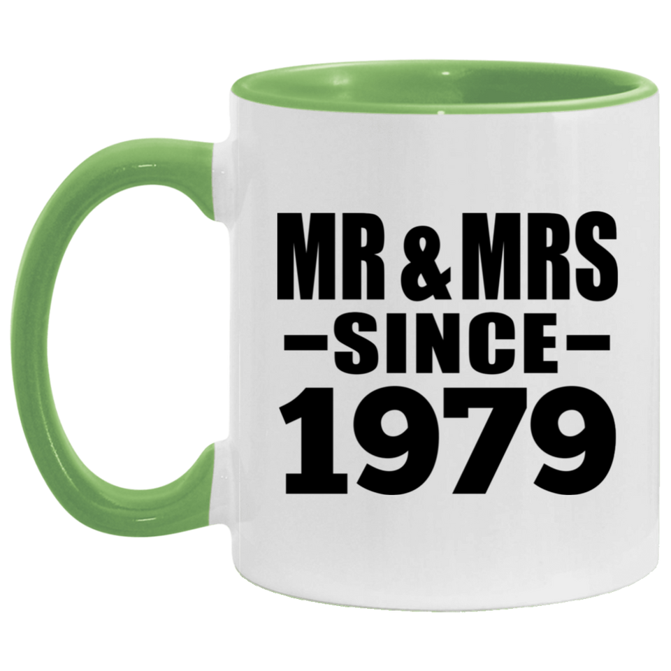 45th Anniversary Mr & Mrs Since 1979 - 11oz Accent Mug Green