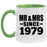 45th Anniversary Mr & Mrs Since 1979 - 11oz Accent Mug Green