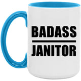 Badass Janitor - 15oz Accent Mug Blue