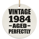 40th Birthday Vintage 1984 Aged Perfectly - Circle Ornament