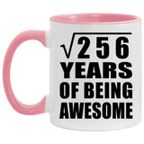 16th Birthday Square Root of 256 Years of Being Awesome - 11oz Accent Mug Pink