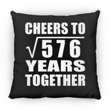 24th Anniversary Cheers To Square Root of 576 Years Together - Throw Pillow Black